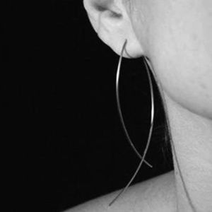 Minimal Delicate Silver Fish Drop Earrings NEW